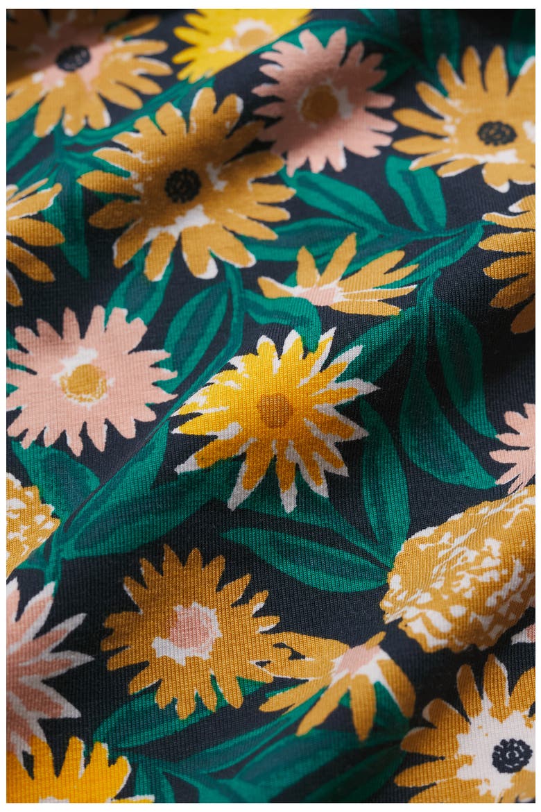 Veronica Floral Stretch Organic Cotton Midi Dress, Alternate, color, MARIGOLD MEADOW INKWELL