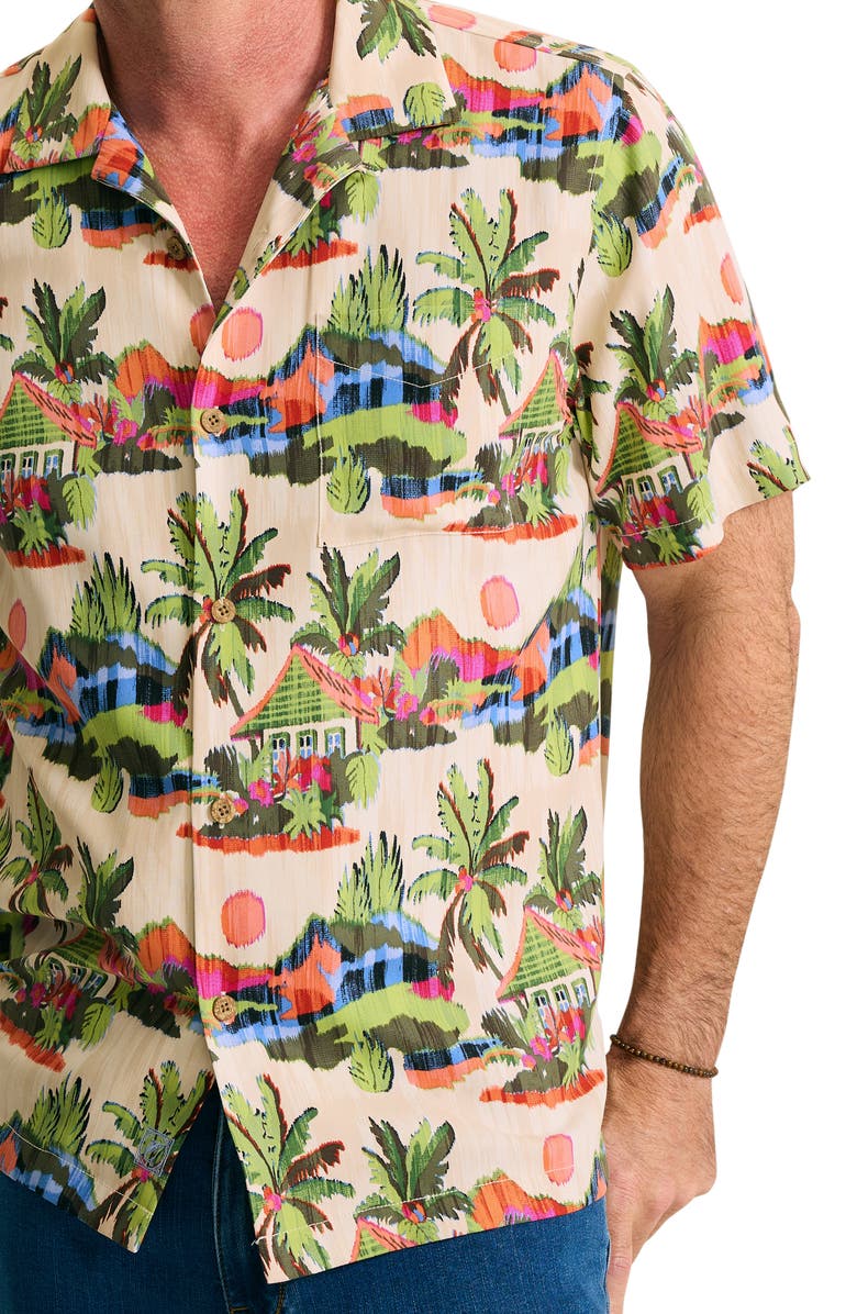 Tommy Bahama Cabana Skies Short Sleeve Silk Button-Up Shirt, Alternate, color, Palm Moss