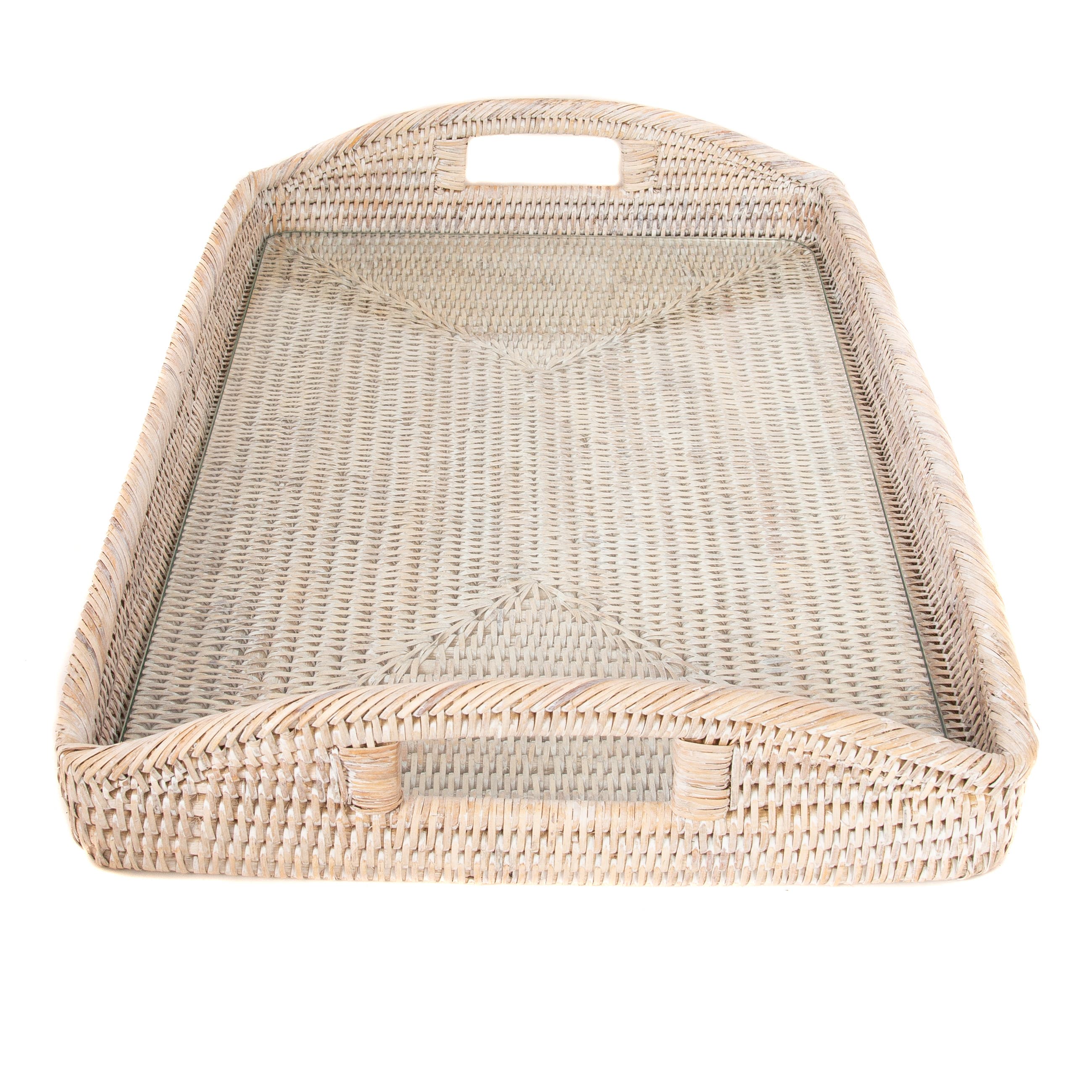 Artifacts Trading Company™ Rectangular Rattan Tray with Glass Insert ...