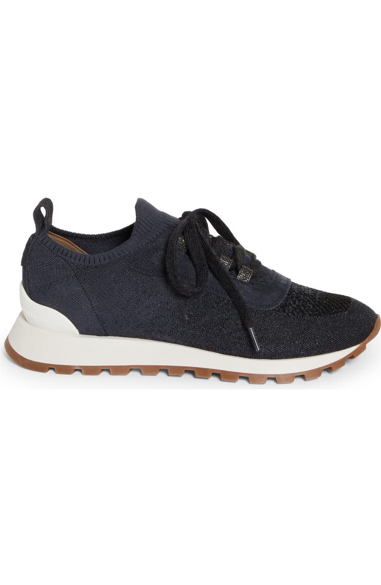 Brunello Cucinelli Monili Knit Lace-Up Sneaker, Alternate, color,