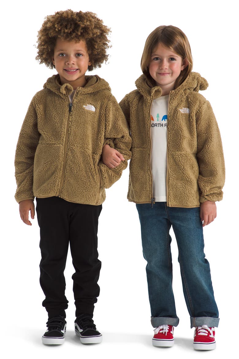 Kids' Campshire Ear Appliqué Fleece Zip Hoodie, Alternate, color, TEDDY BROWN