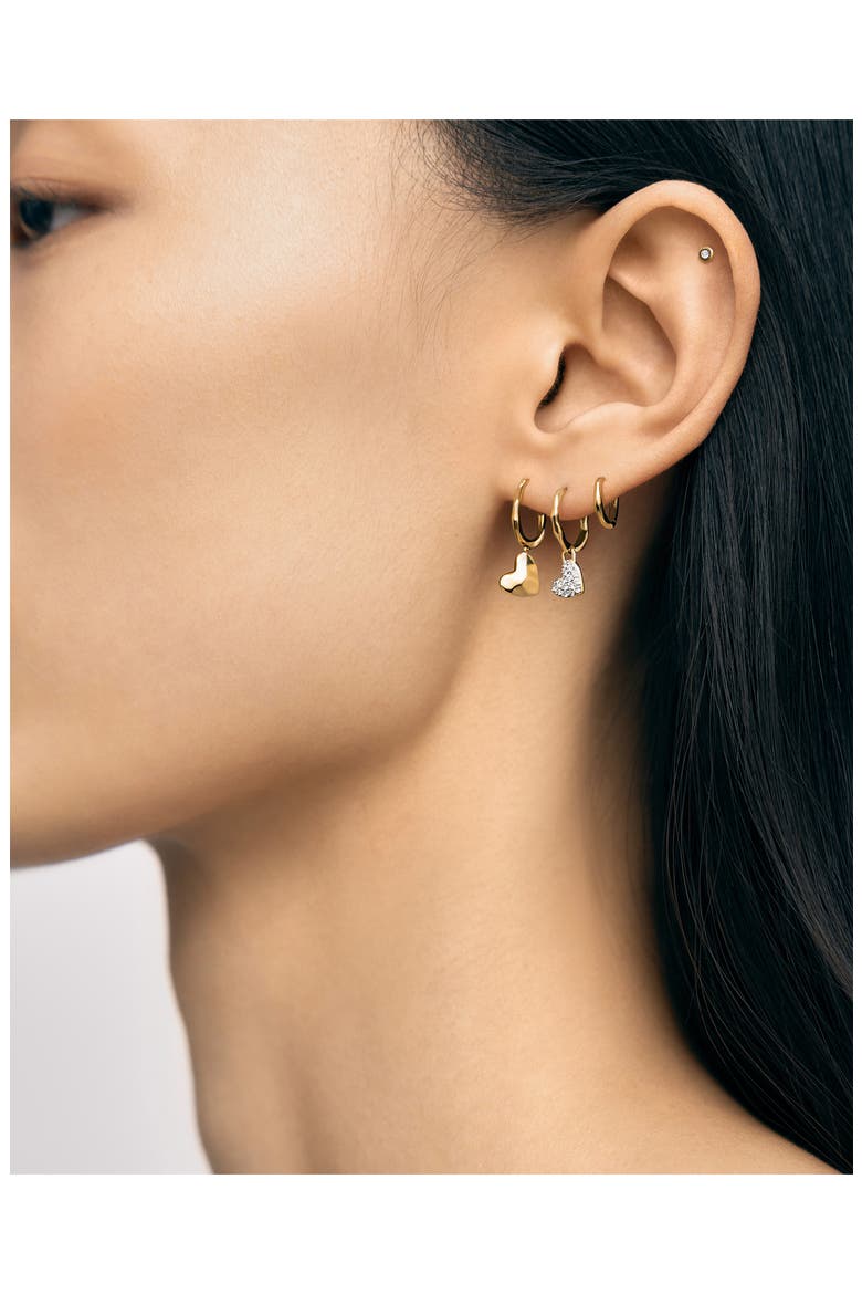Lab Grown Diamond Mini Heart Huggie Hoop Earrings, Alternate, color, 14KT SOLID GOLD / LAB DIAMOND