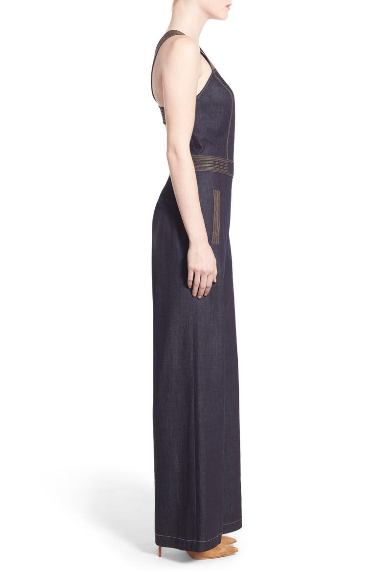 Olivia Palermo + Chelsea28 Wide Leg Denim Jumpsuit, Alternate, color, DARK INDIGO