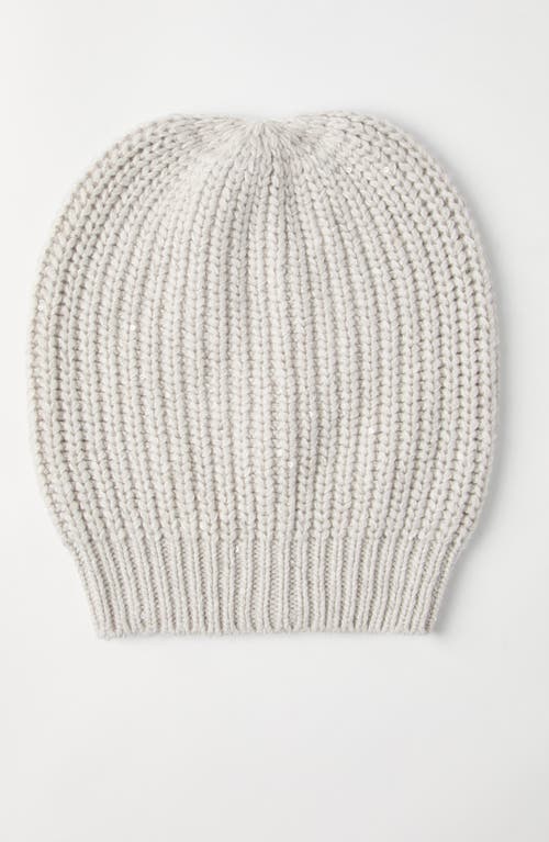 Brunello Cucinelli Cashmere And Silk Beanie In Pearl Grey