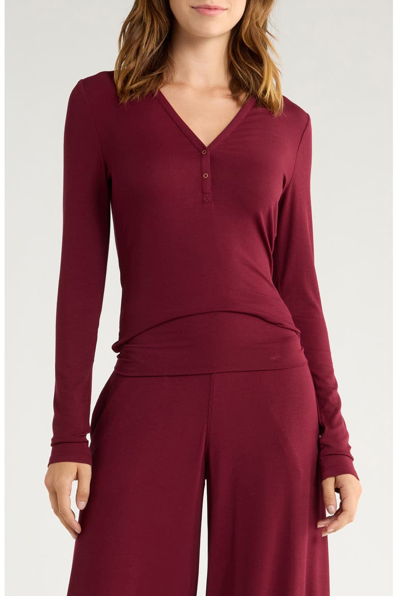 Stretch Modal V-Neck Henley, Main, color, CALLIOPE WINE