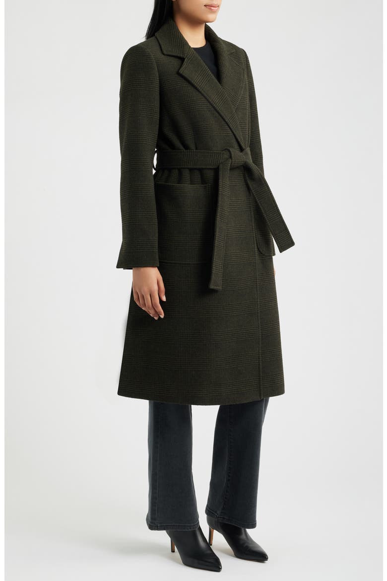 Longline Wrap Coat, Alternate, color, CLASSIC PLAID LODEN