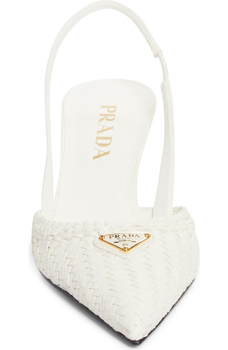 Prada Woven Slingback Sandal, Alternate, color, Bianco