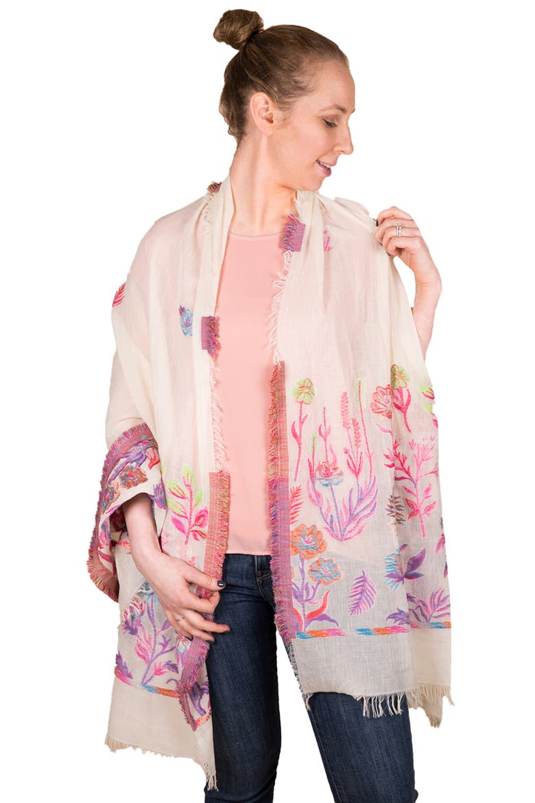 Happy Fun Times Floral Print Cotton Scarf, Alternate, color, IVORY
