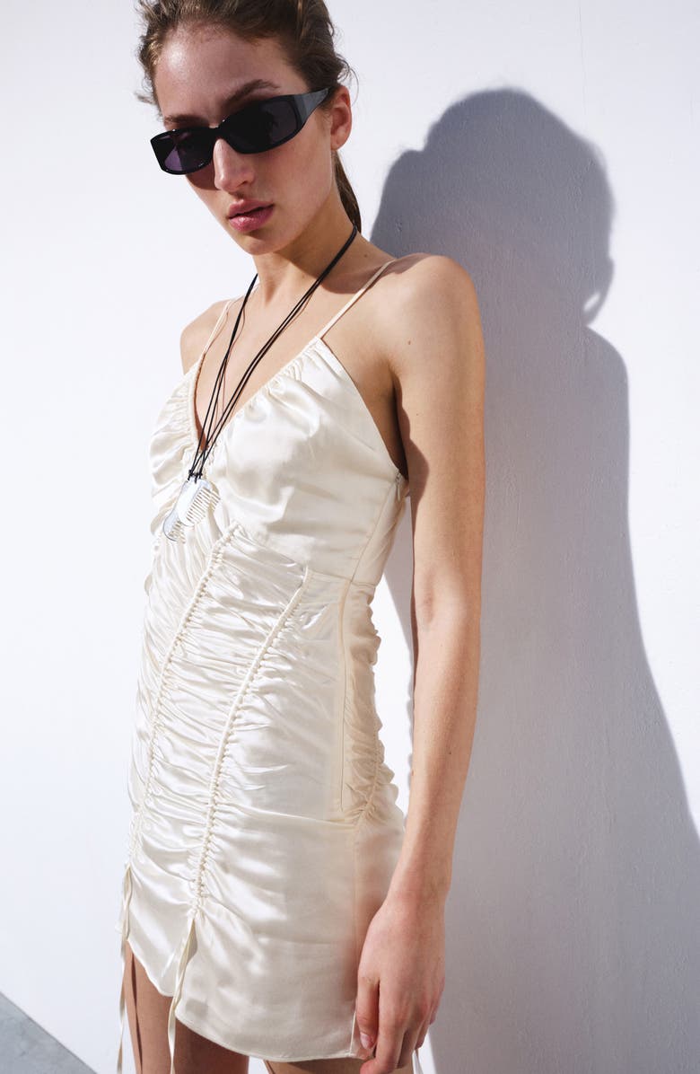 MANGO Ruched Satin Minidress, Alternate, color, 