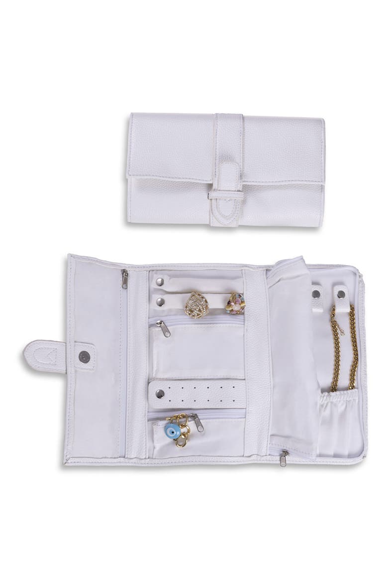 Leather Jewelry Storage Clutch, Alternate, color, WHITE