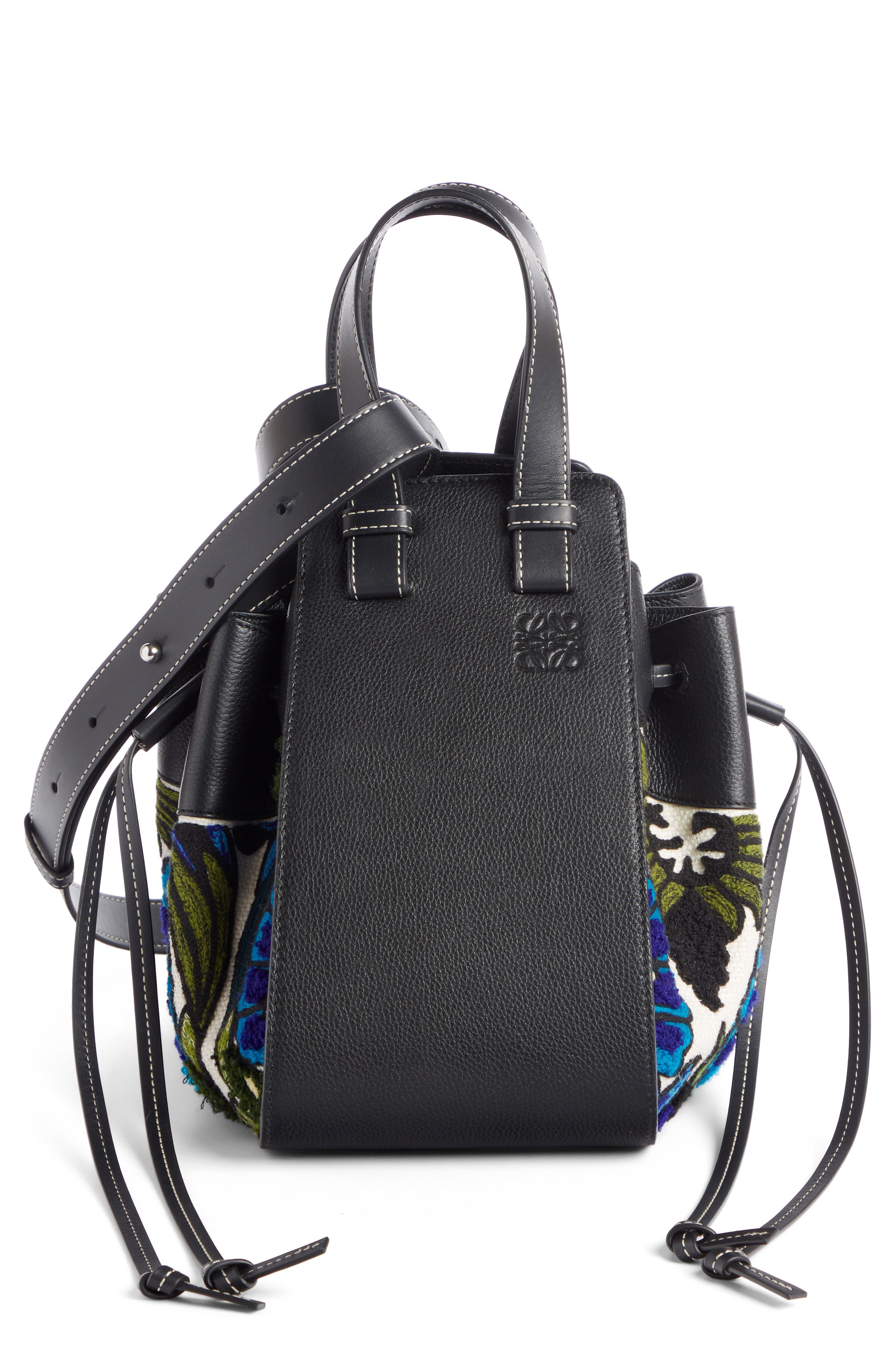 Loewe Small Hammock Floral Leather Hobo Bag, Main, color, 