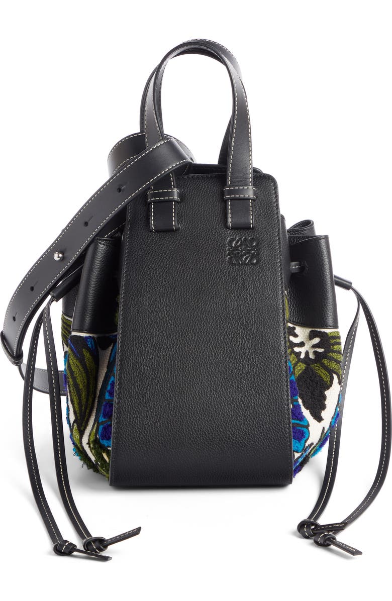 Loewe Small Hammock Floral Leather Hobo Bag, Main, color,