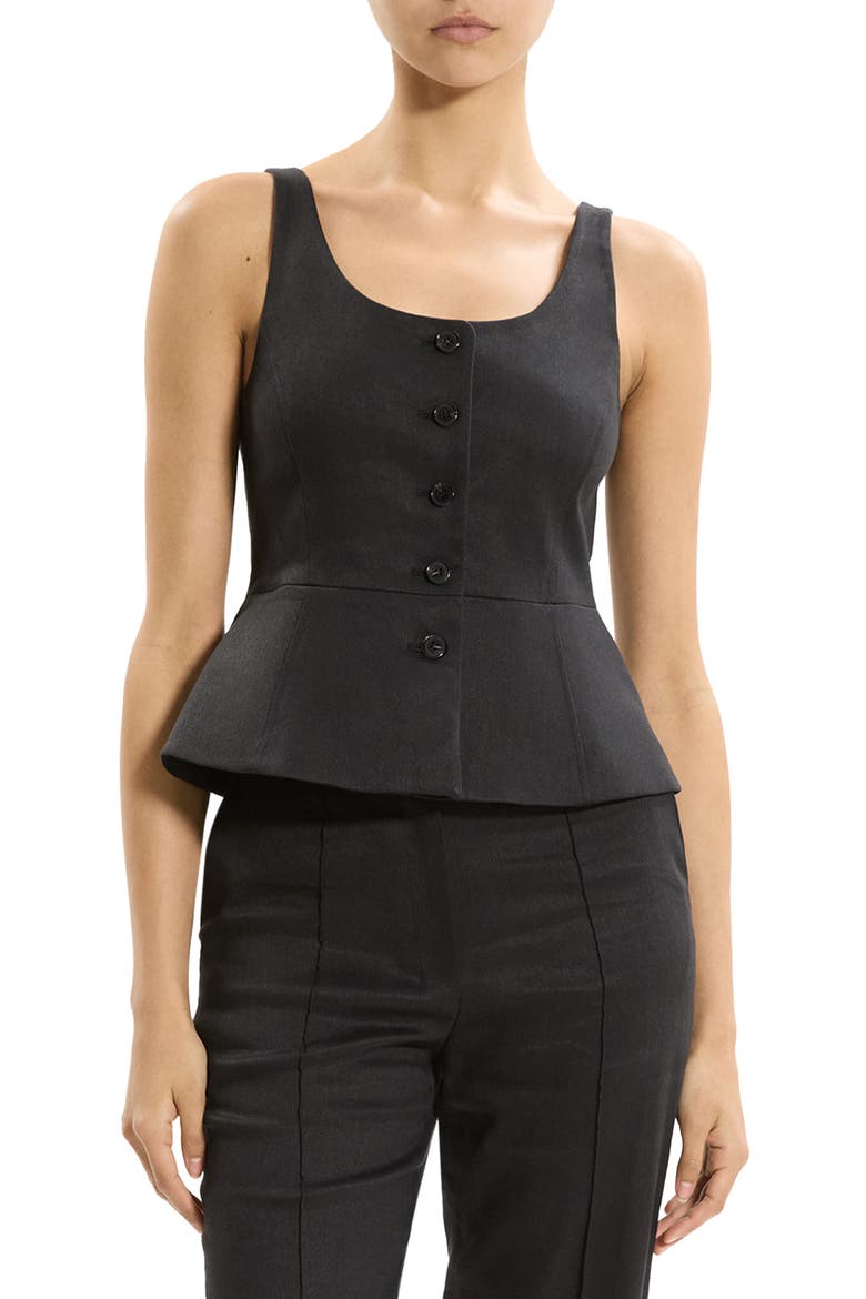 Linen Blend Vest, Main, color, BLACK