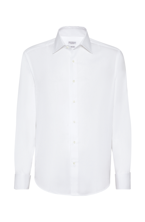 Brunello Cucinelli Spread-collar Long-sleeve Shirt In White