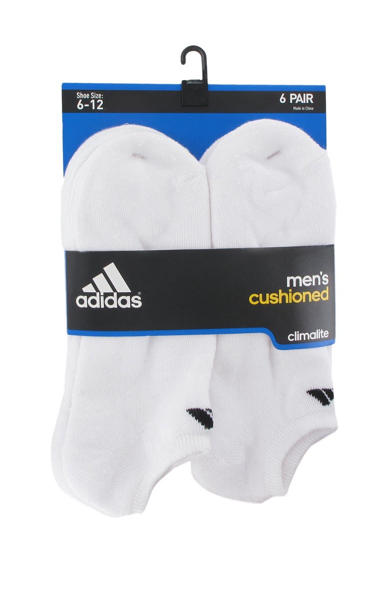 adidas Athletic No Show Socks - Pack of 6, Alternate, color, White