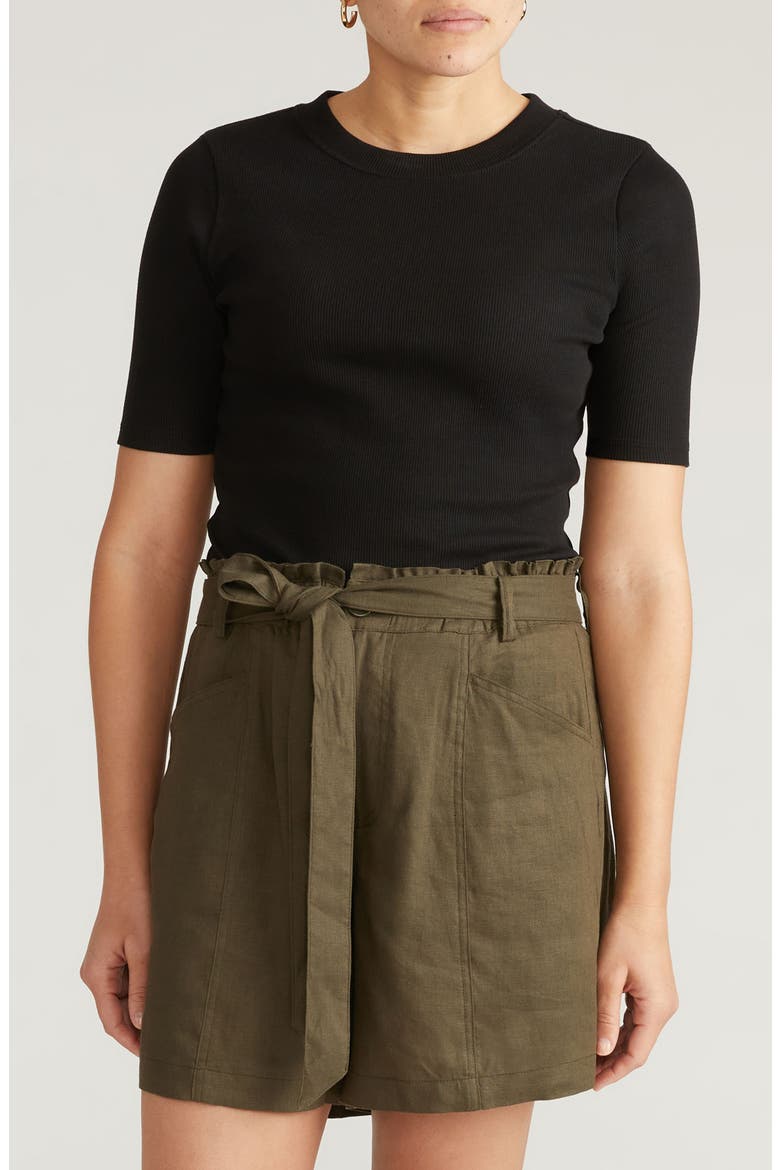Classic Rib Short Sleeve Top, Main, color, BLACK