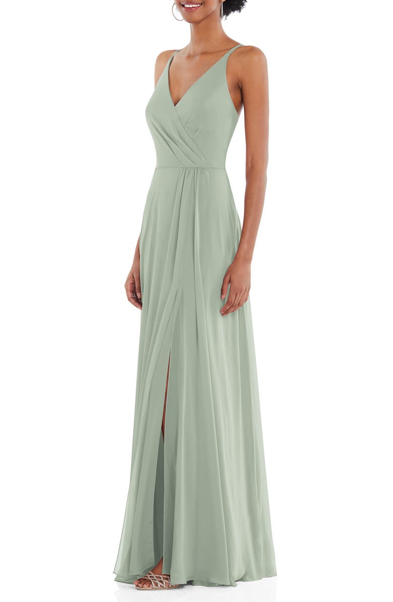 After Six Wrap Bodice Chiffon Gown, Alternate, color, 