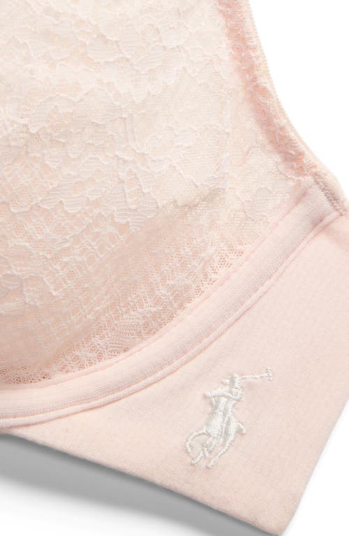 Polo Ralph Lauren Underwire Cotton Blend Lace Demi Bra In Brown