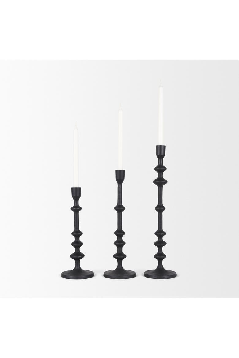 Paolo Set of 3 Matte Metal Candle Holders, Alternate, color, Black