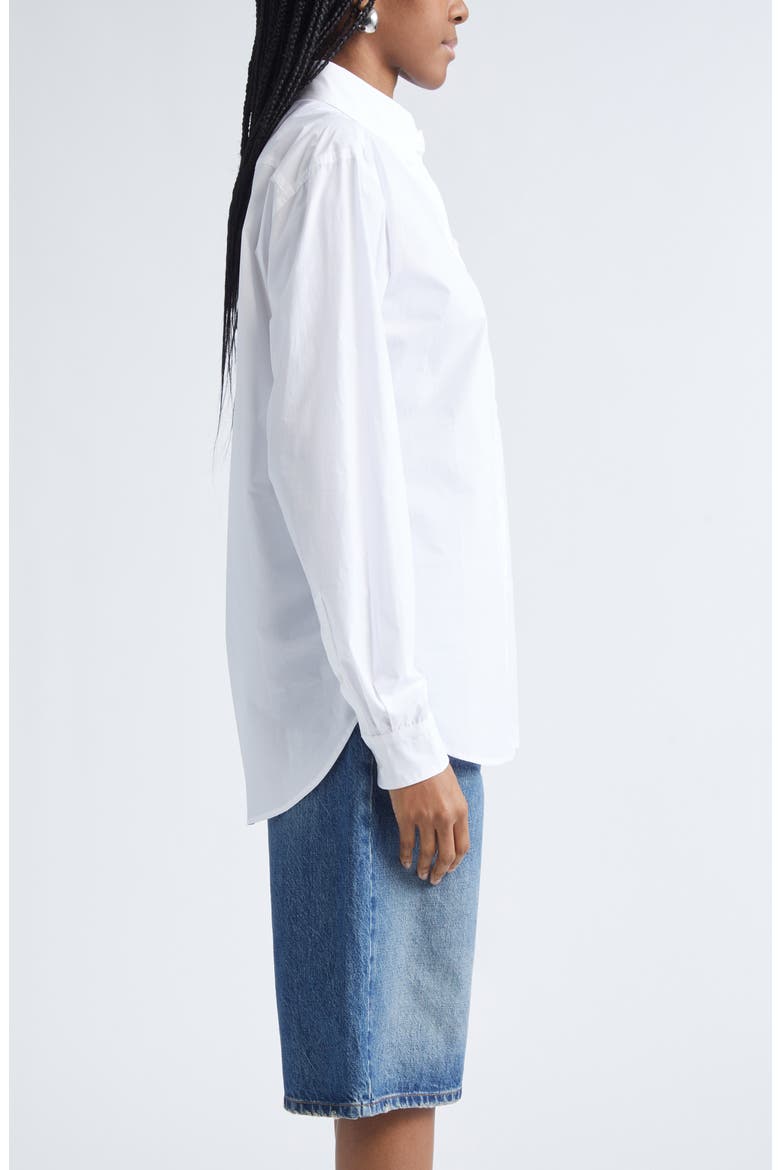 Boyfriend Logo Cotton Button-Down Shirt, Alternate, color, WHITE