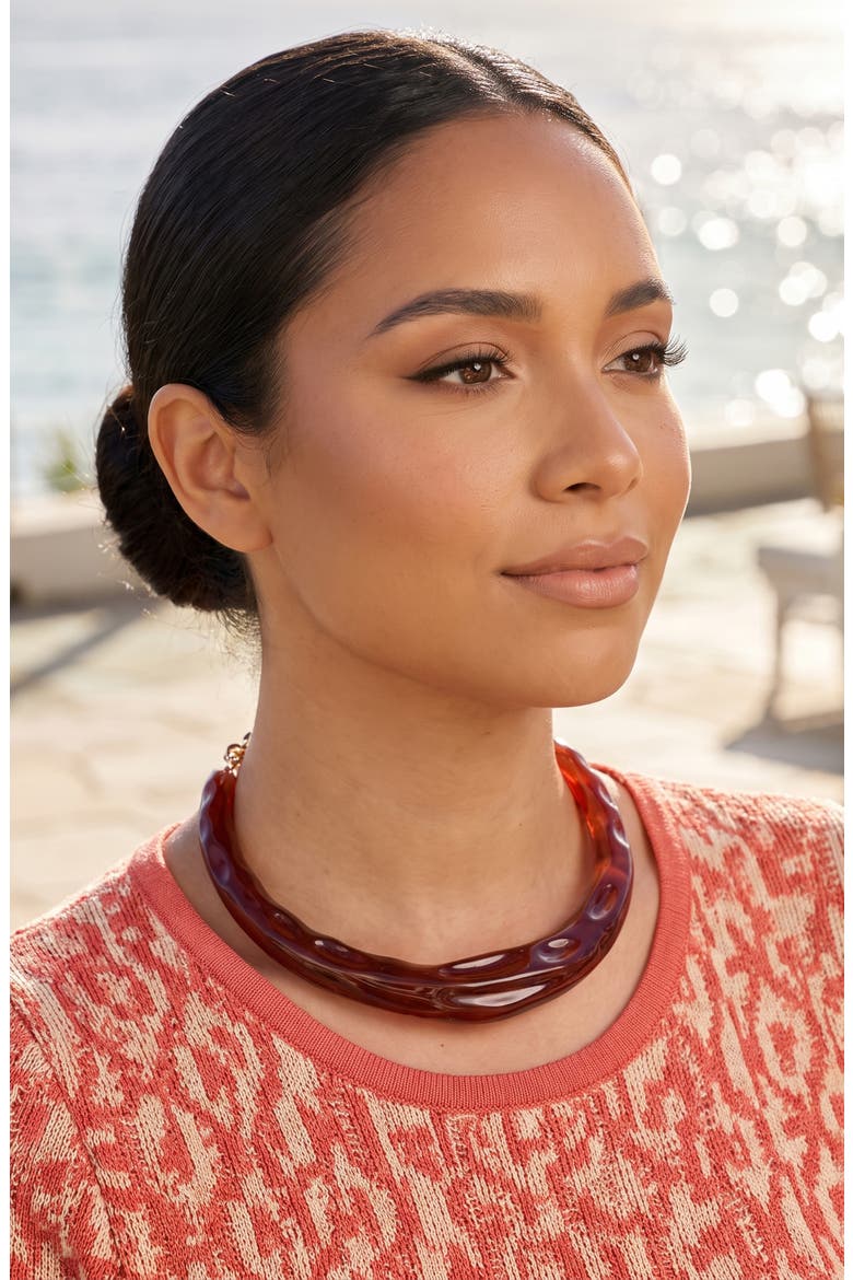 Amber Horizon Statement Chain Necklace, Alternate, color, GOLD