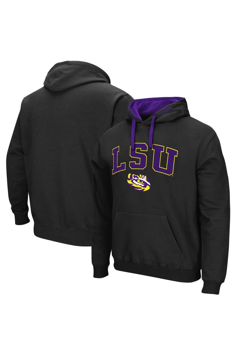Men's Colosseum Black LSU Tigers Big & Tall Arch & Logo 2.0 Pullover Hoodie, Main, color, Black