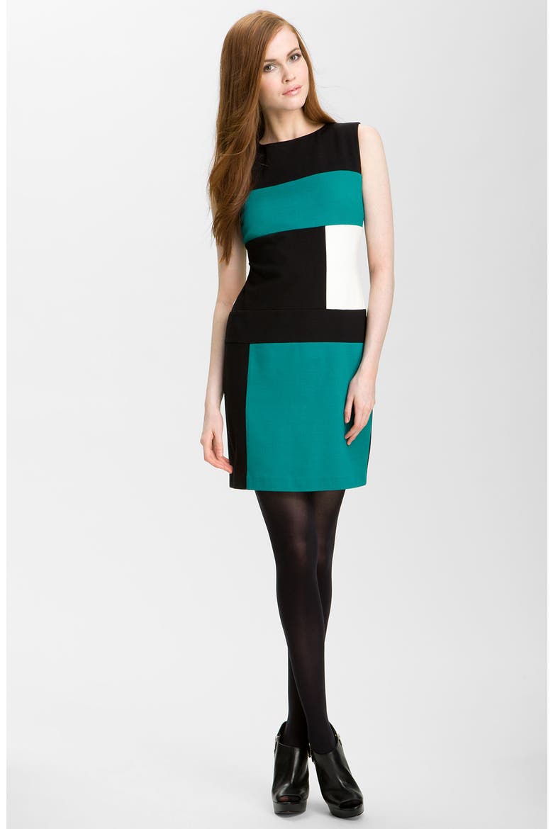 Sleeveless Colorblock Dress, Main, color, OCEAN TEAL