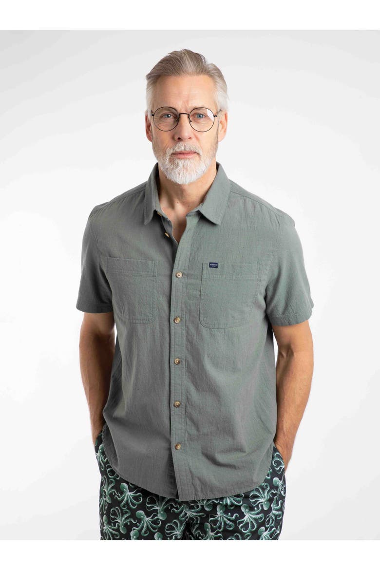 Hinton Textured Crepe Shirt, Main, color, Woodland Sage