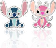 Disney Stitch and Angel Mismatched Stud Earrings, Sterling Silver