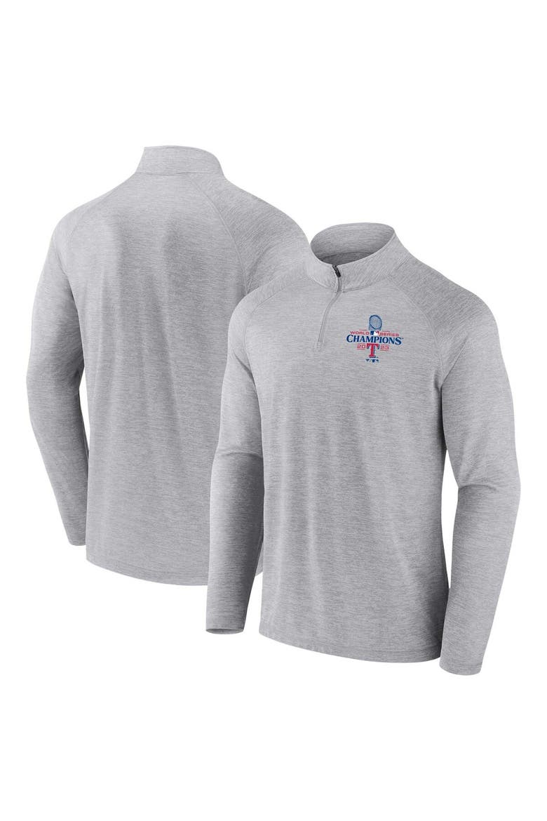 Men's Fanatics Branded Gray Texas Rangers 2023 World Series Champions Curveball Quarter-Zip Mock Neck Pullover Top, Alternate, color, Gray