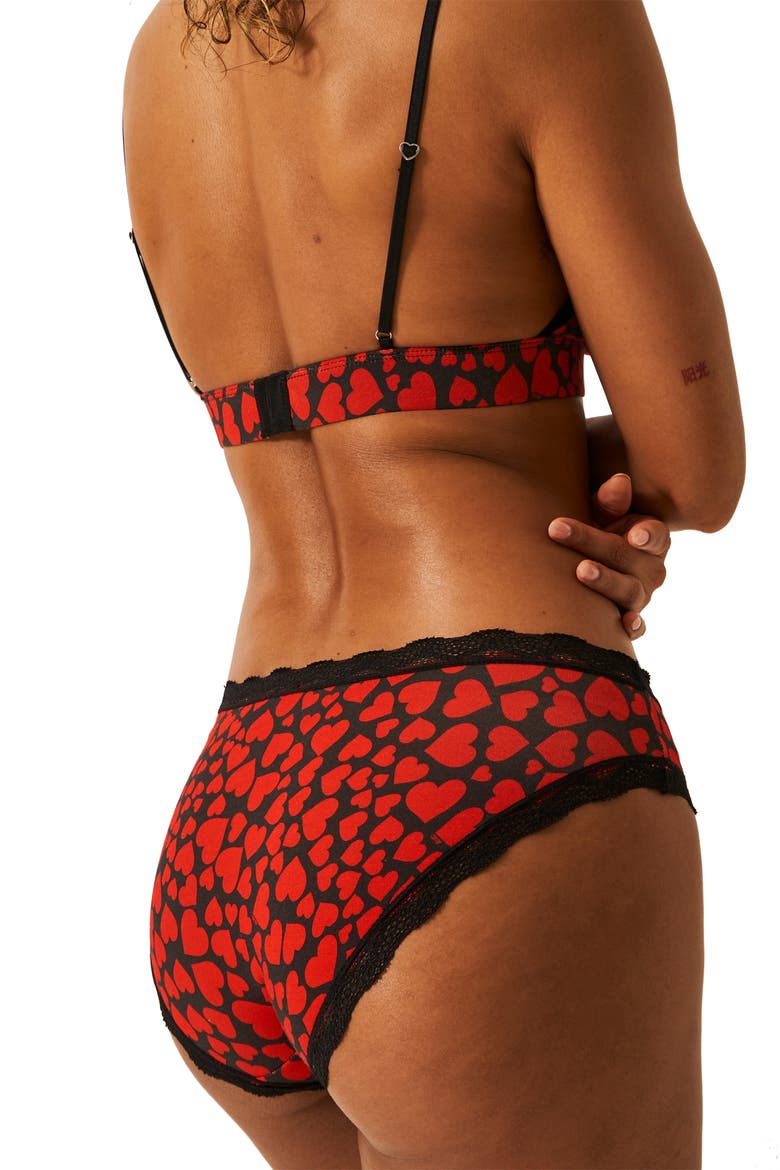 Lace Bralette & Original Knicker Set, Alternate, color, Loveheart