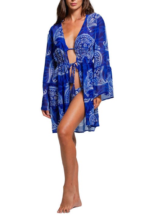 Print Bell Sleeve Cover-Up DRess