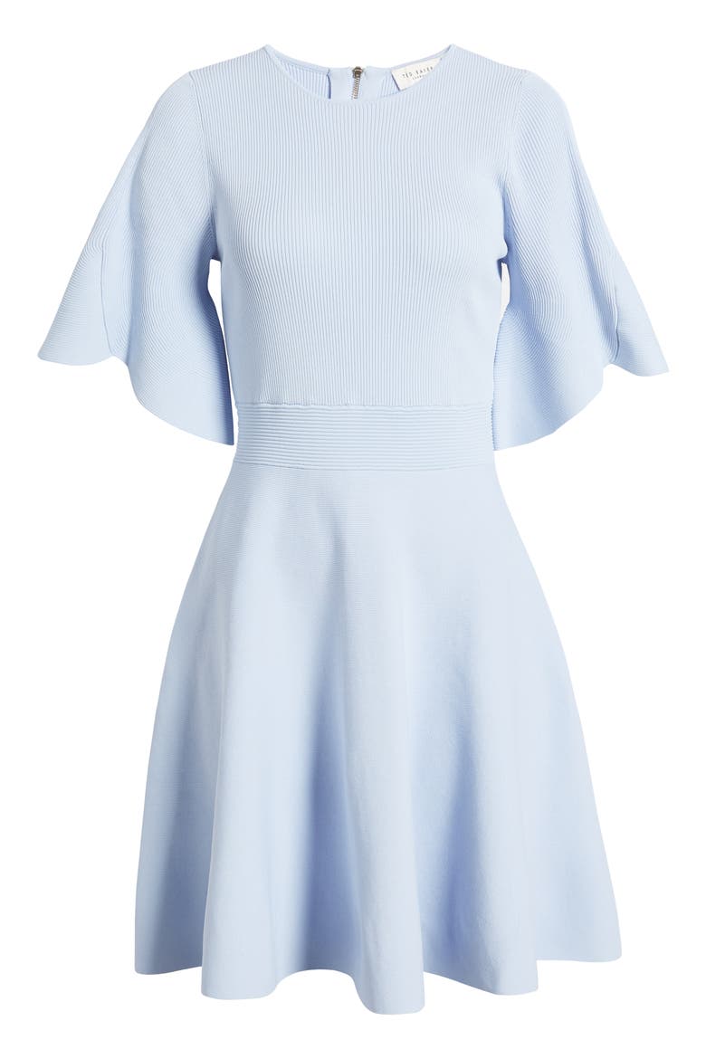 Olivia Rib Fit & Flare Dress, Alternate, color, LIGHT BLUE