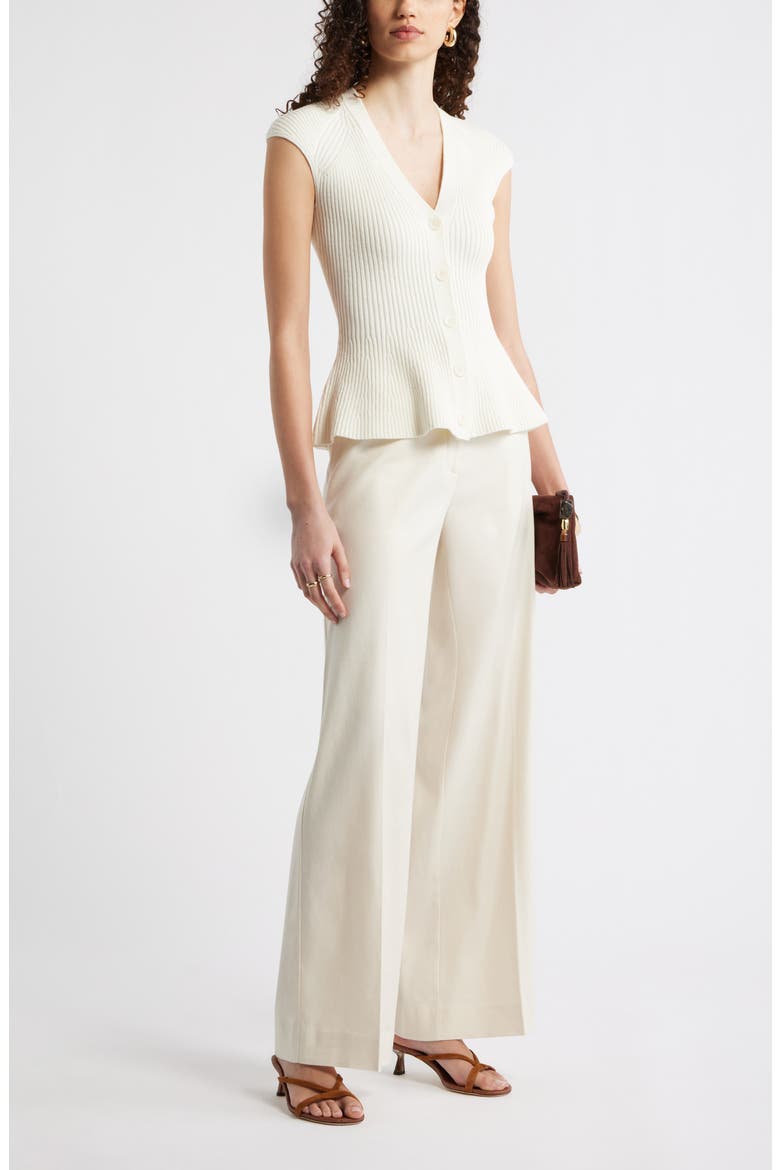 Rib Peplum Top, Alternate, color, IVORY TOFU
