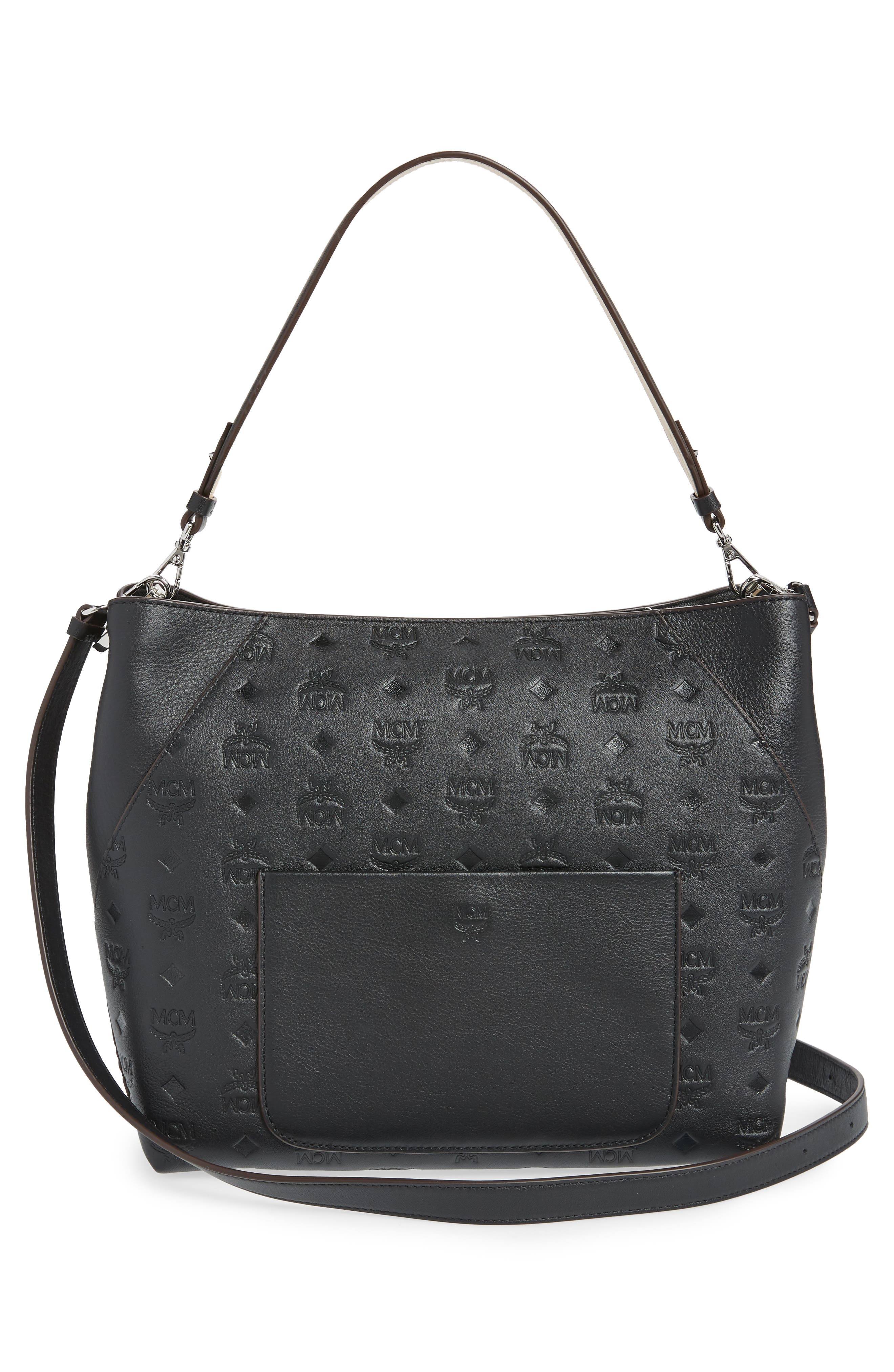 MCM Klara Monogram Leather Hobo, Alternate, color, 