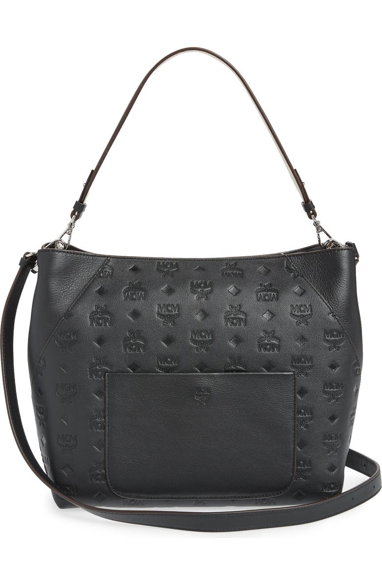 MCM Klara Monogram Leather Hobo, Alternate, color,