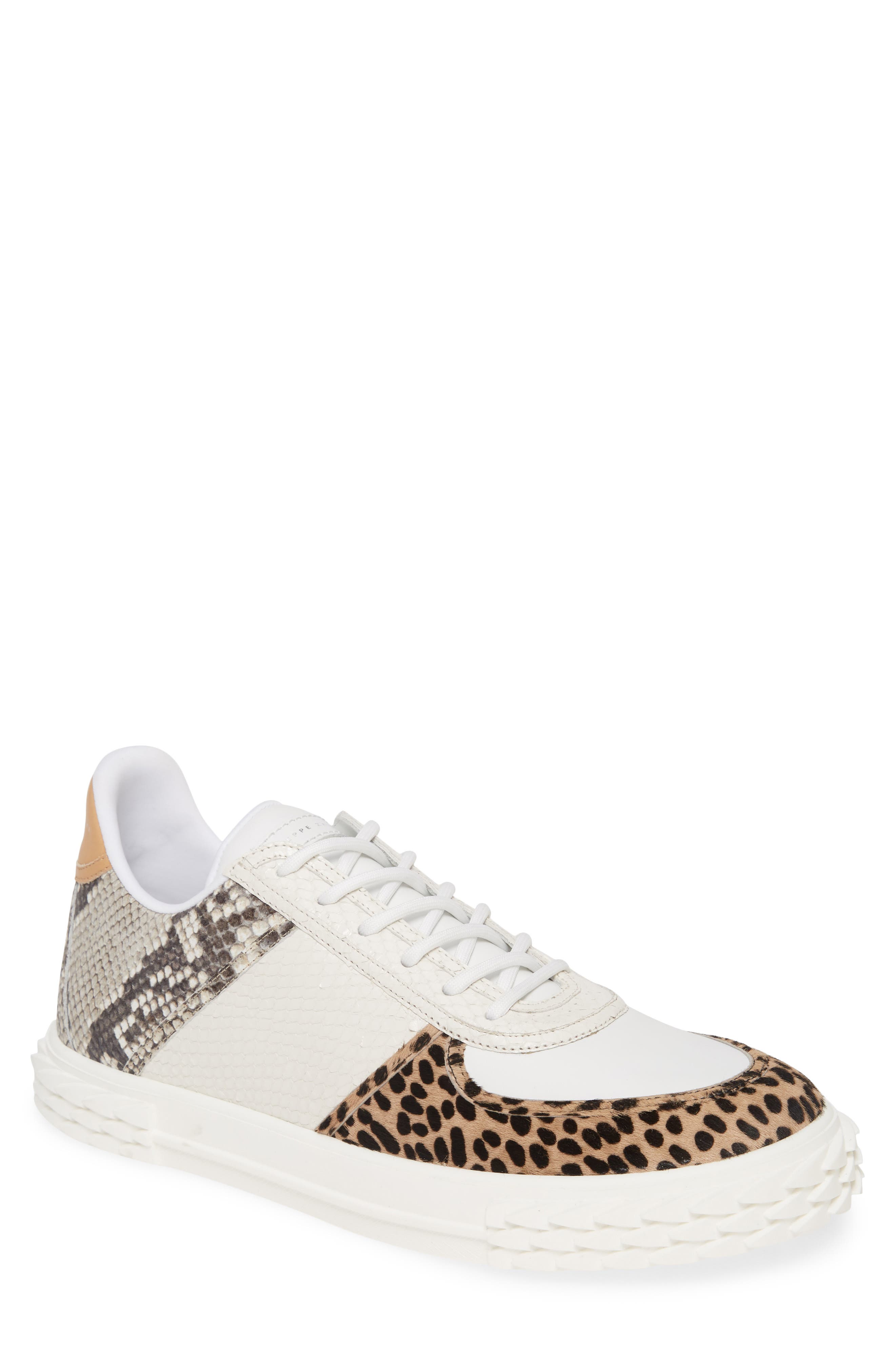Giuseppe Zanotti Blabber Genuine Calf Hair Snake Embossed Sneaker, Main, color, 