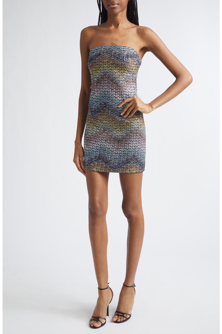 Metallic Zigzag Sequin Knit Minidress, Alternate, color, MULTI BLUE YELLOW VIOLET