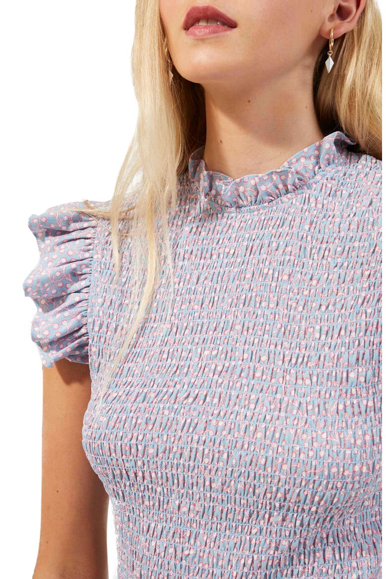 Elao Verona Crepe Smocked Dress, Alternate, color, FORGET ME NOT MULTI