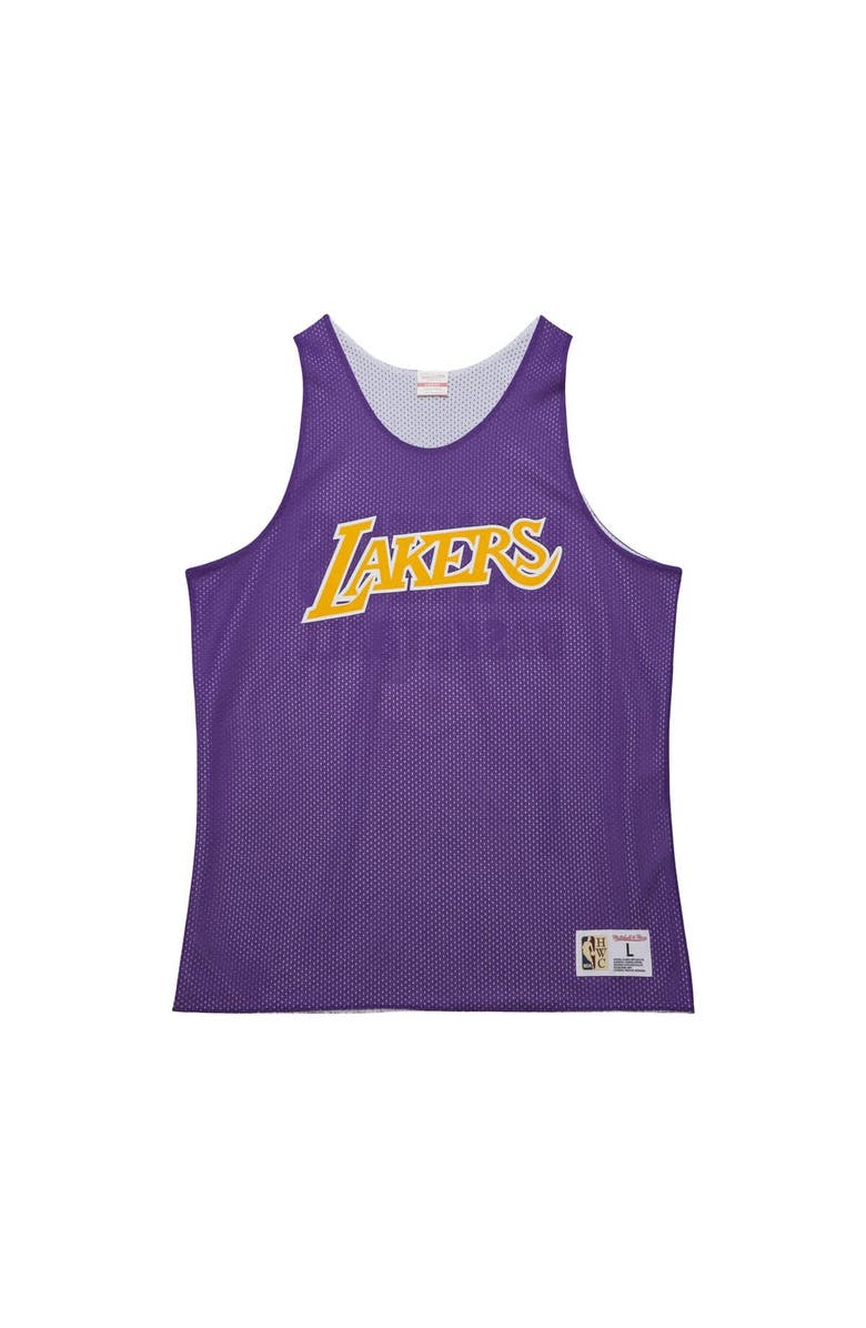 Mitchell & Ness Men's Mitchell & Ness Purple/White Los Angeles Lakers Hardwood Classics Reversible Mesh Practice Jersey, Alternate, color, 