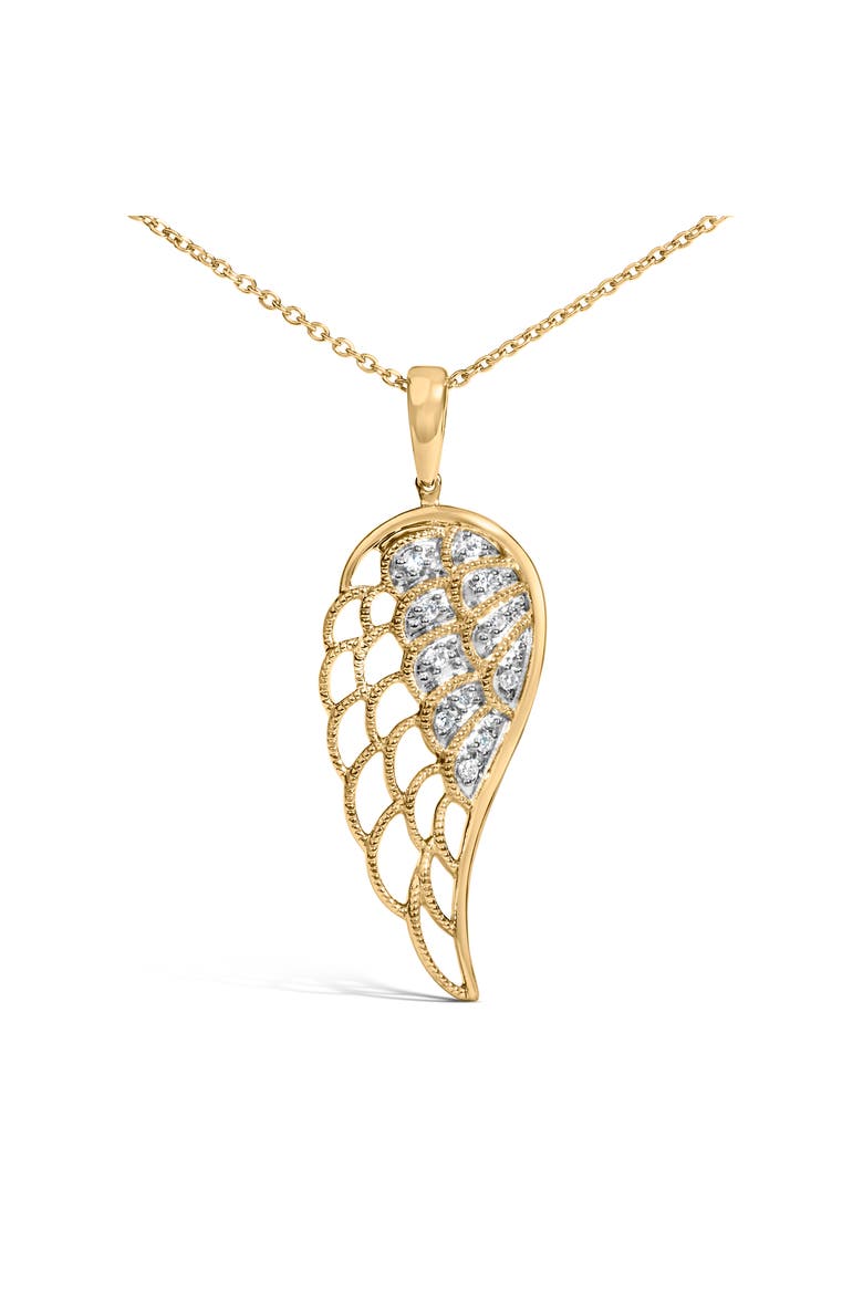 Gold Vermeil Diamond Accent Angel Wing Pendant Necklace, Alternate, color, Silver
