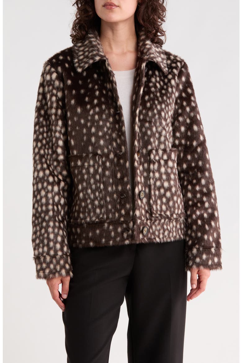 Bambi Faux Fur Jacket, Alternate, color, BROWN WHITE