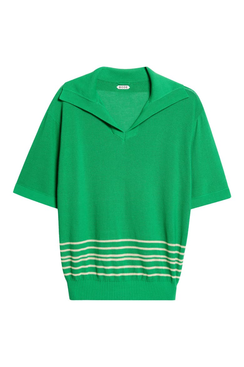 Bentgrass Stripe Cotton Polo Sweater, Alternate, color, GREEN