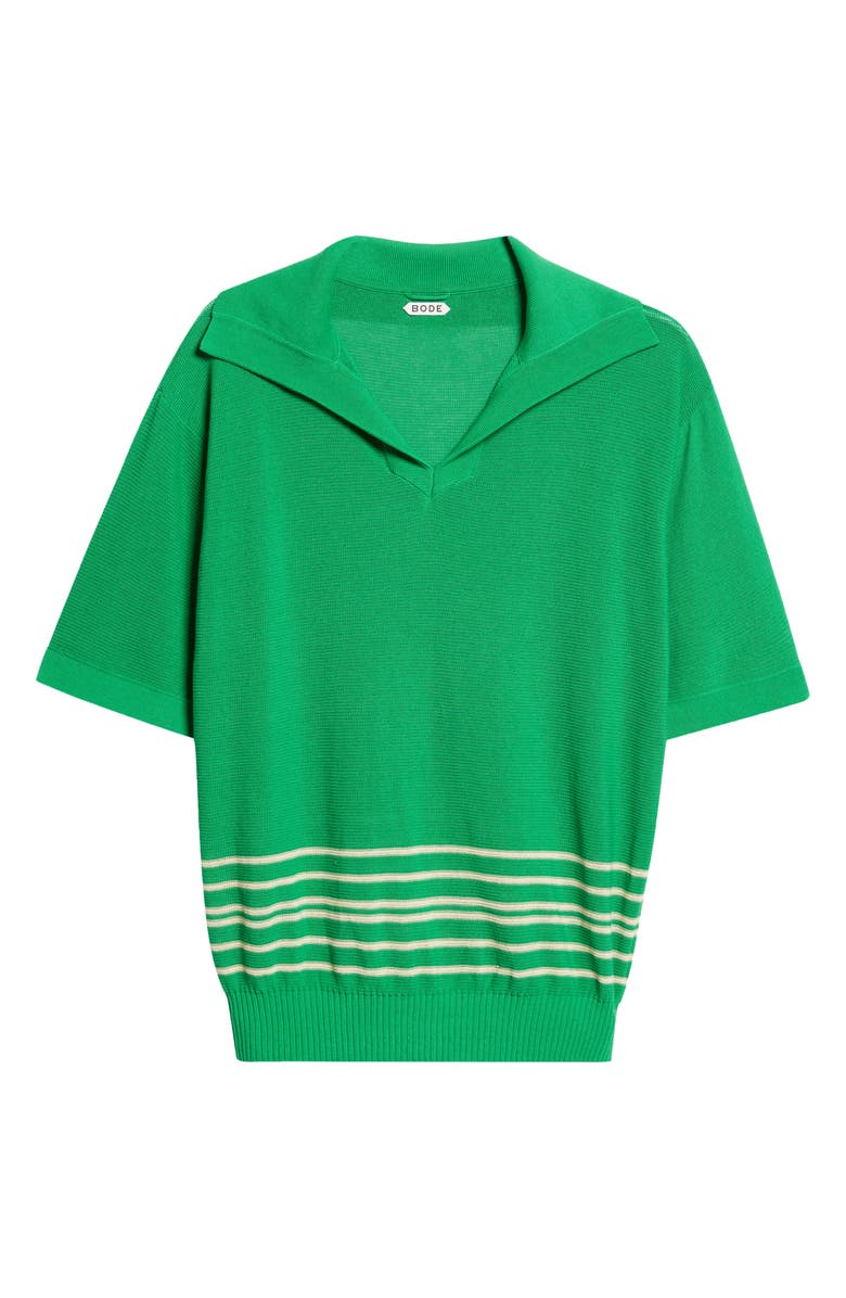 Bode Bentgrass Stripe Cotton Polo Sweater, Main, color, Green