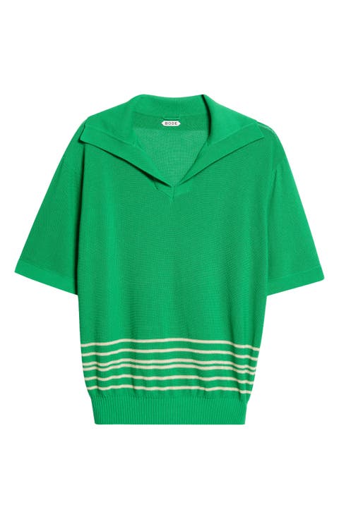 Bentgrass Stripe Cotton Polo Sweater