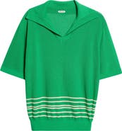 Bode Bentgrass Stripe Cotton Polo Sweater