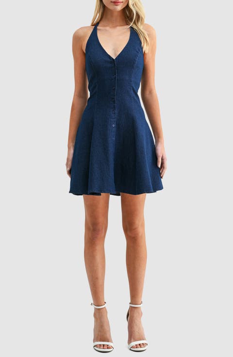 Denim Halter Minidress