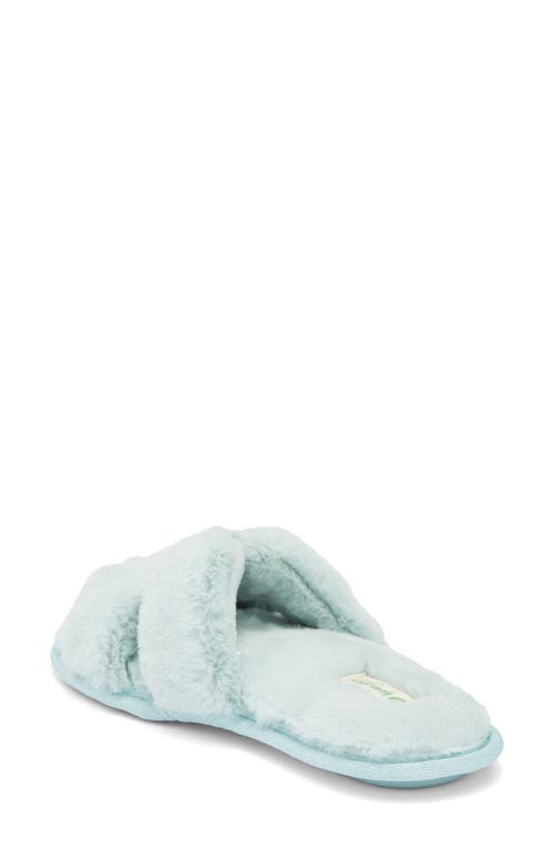 Honeydew H Band Plush Faux Fur Slipper In Green