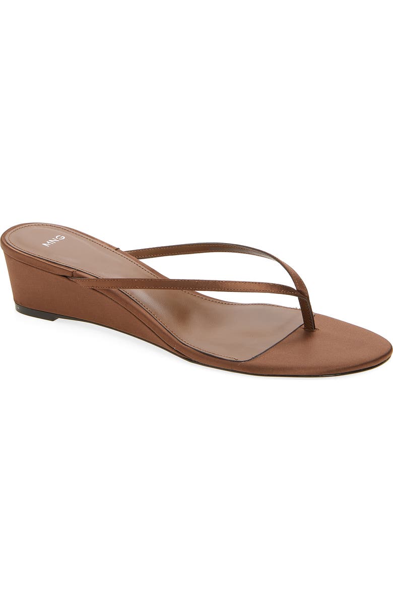 MANGO Bombay Wedge Sandal, Main, color, Chocolate