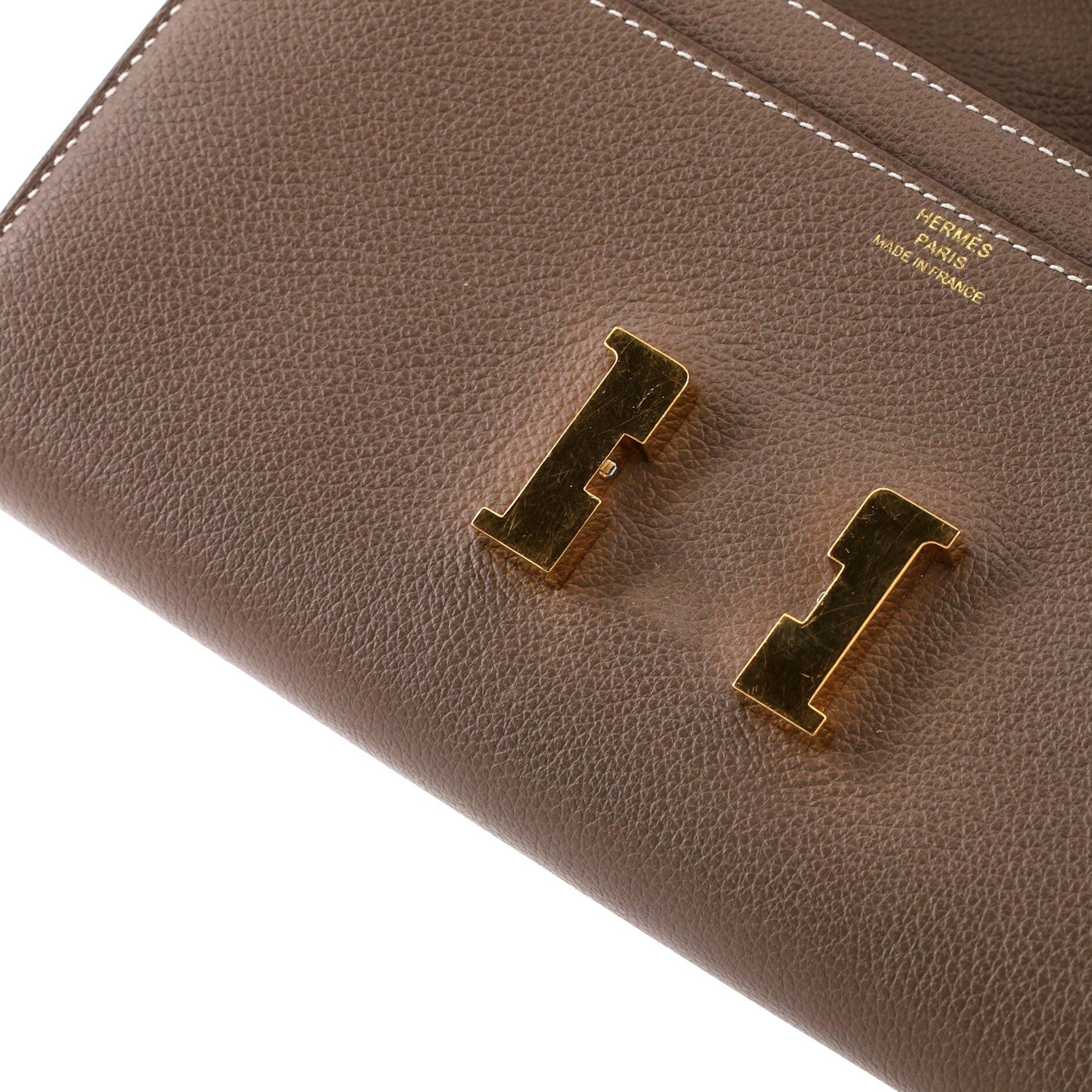Pre-Owned Hermes Constance To Go Wallet Evercolor, Alternate, color, Etoupe